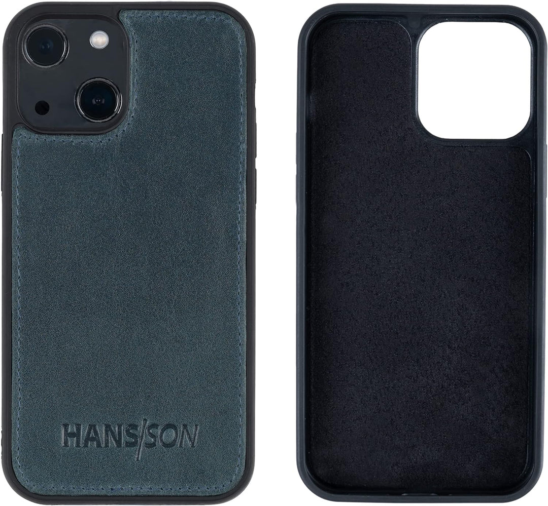 HANS/SON Hülle aus Echtleder | iPhone 13 Ledercase | Stossfest | Dünn | MagSafe | Schutzhülle iPhone