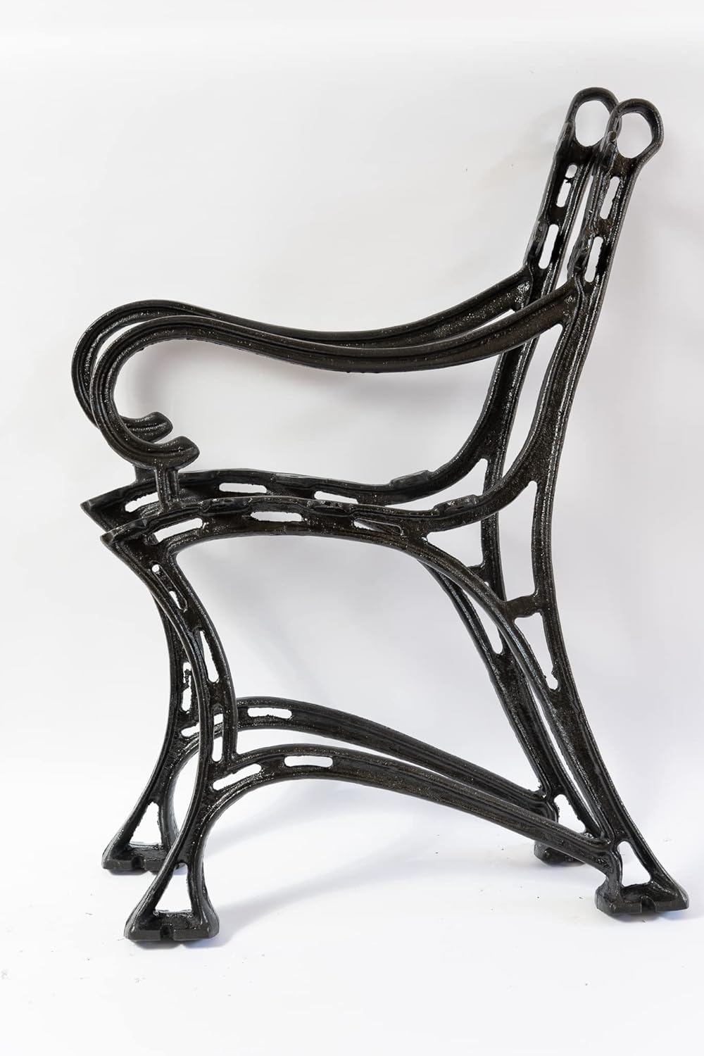SEZAM Bankfüsse aus Gusseisen Schwarz x 2 Stück, mit Rückenlehne &amp; Armstütze - 51 x 36 x 75 cm, für