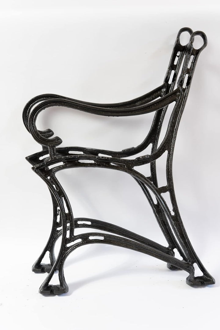 SEZAM Bankfüsse aus Gusseisen Schwarz x 2 Stück, mit Rückenlehne &amp; Armstütze - 51 x 36 x 75 cm, für