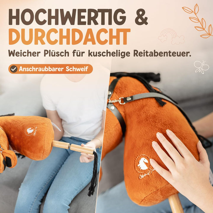 Hobby Horse Steckenpferd Kinder [Individuell anpassbare Länge] Stockpferd für Kinder, Hobby Horsing