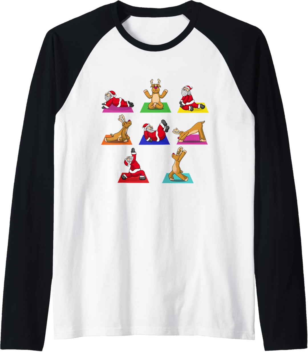 Rentier Yoga Weihnachtsmann Xmas Meditation Chakra Christmas Raglan