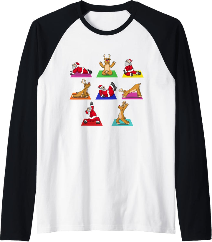 Rentier Yoga Weihnachtsmann Xmas Meditation Chakra Christmas Raglan