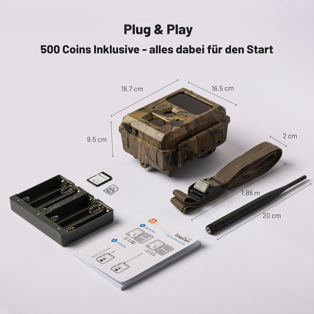 icuserver ICU CLOM EasyCam 50° Erfassungswinkel Winkel, ICU Wildkamera mit 16GB SD-Karte, 4G/LTE Int