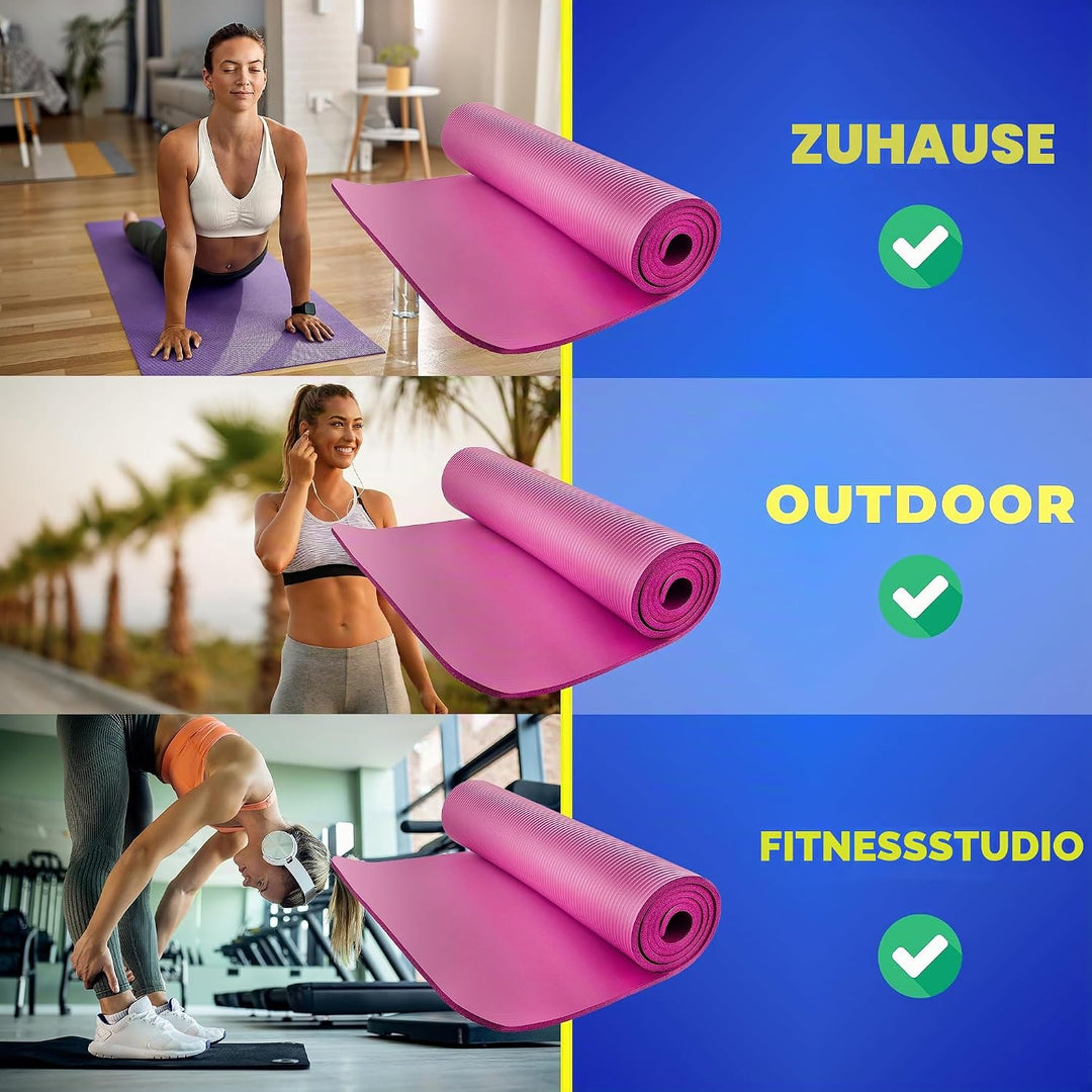 FIZYO Yogamatte 183x61x1 cm – Rutschfeste Fitness- &amp; Trainingsmatte aus NBR-Schaum – Gymnastikmatte