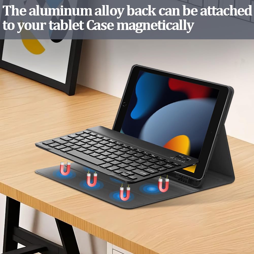 Bluetooth Tastatur Maus Set mit Halter, Funk Tastatur und Maus mit 7 Farben Hintergrundbeleuchtung,