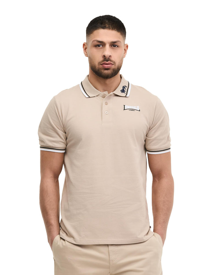 Lonsdale Herren Poloshirt schmale Passform Lion Sand/Black/White S, Sand/Black/White S