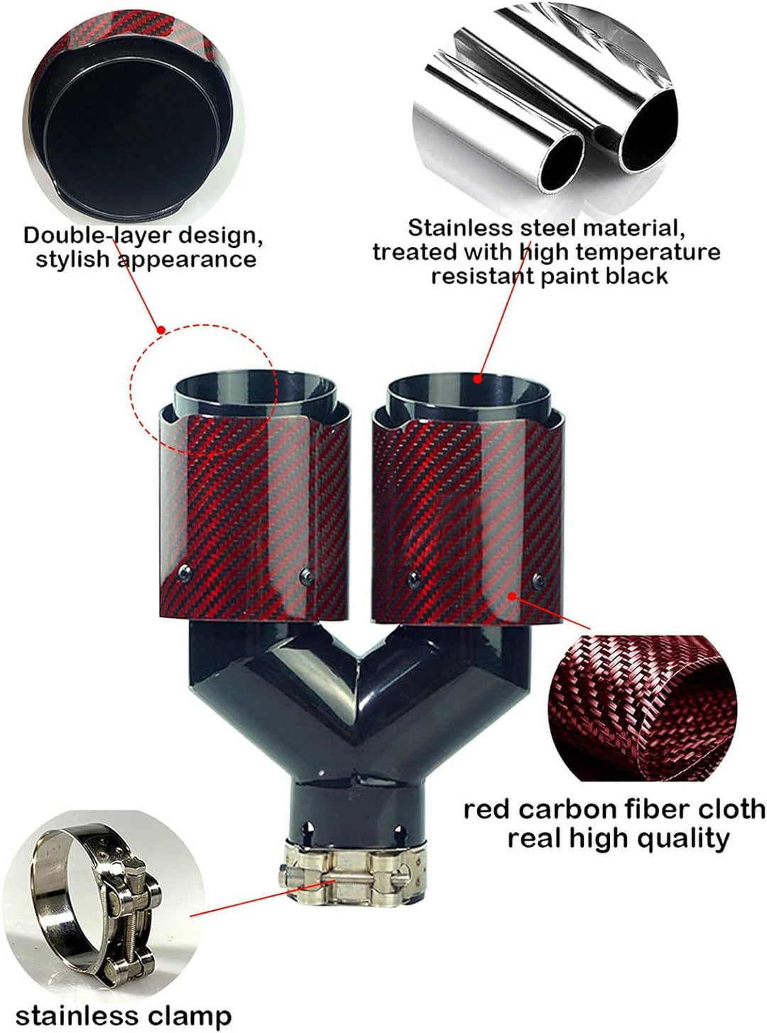 Krtopo 63mm Doppelschalldämpfer Spitze Carbon Auto Auspuffrohr Heckspitze Heckspitze Einlass 2,5" Au