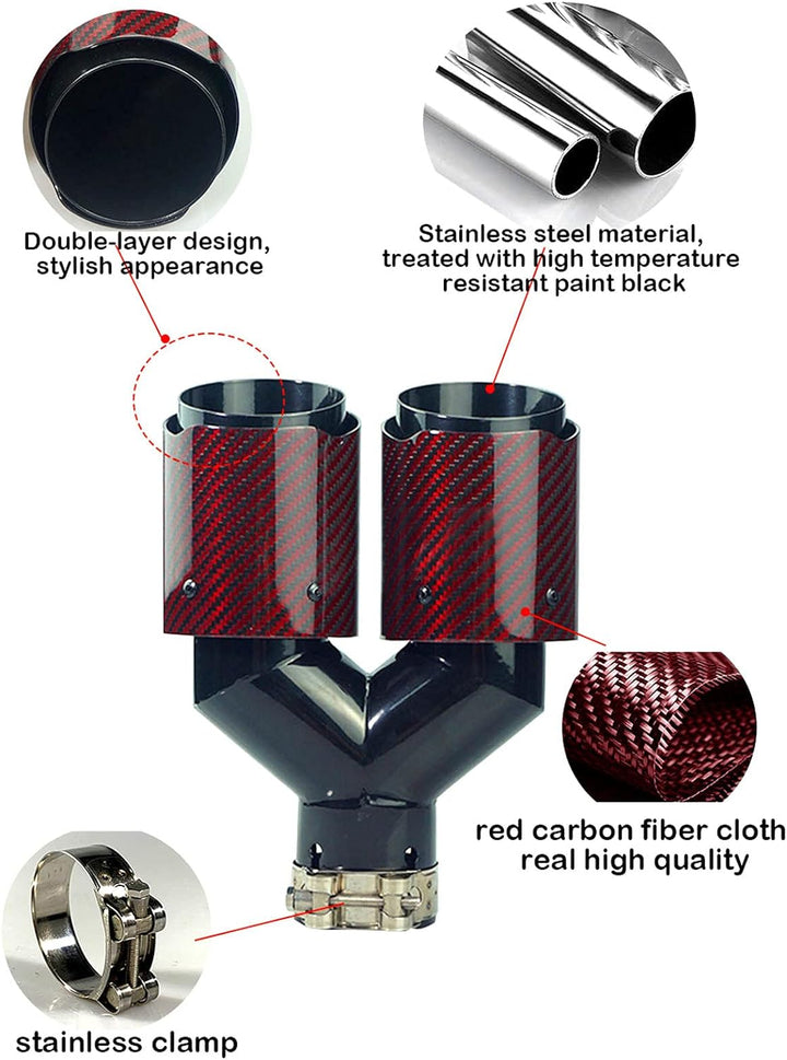 Krtopo 63mm Doppelschalldämpfer Spitze Carbon Auto Auspuffrohr Heckspitze Heckspitze Einlass 2,5" Au