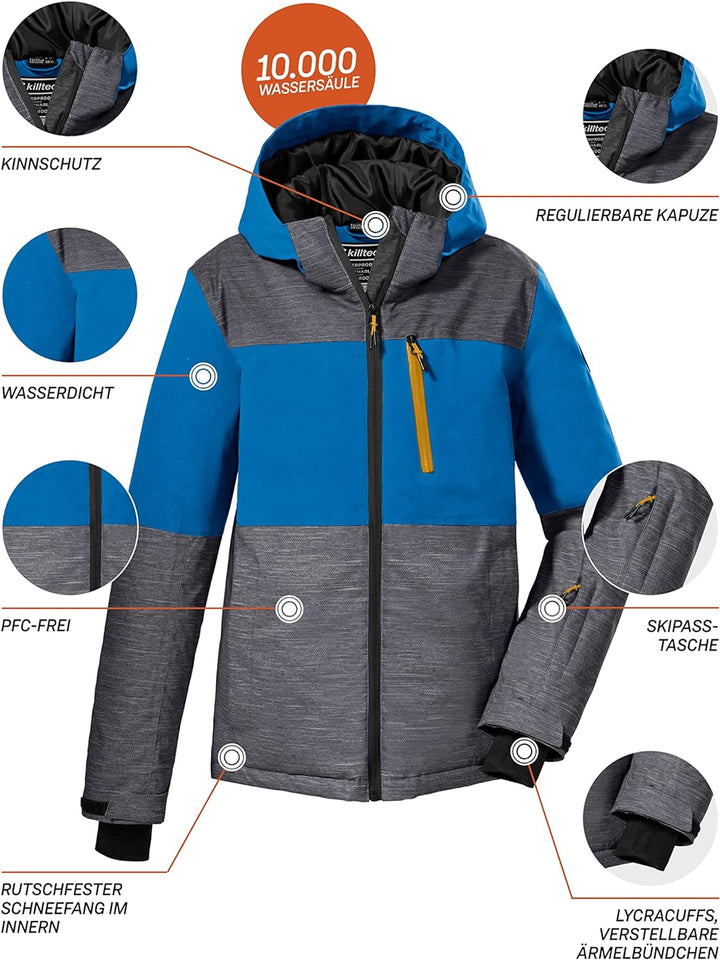 killtec Jungen Skijacke/Funktionsjacke mit Kapuze und Schneefang KSW 181 BYS SKI JCKT, anthrazit, 11