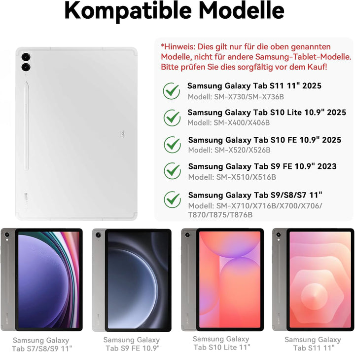 Bettdow für Samsung Galaxy Tab S10 Lite/Tab S10 FE/Tab S9 FE 10.9" und Tab S9 11" Tastatur Hülle, Sc