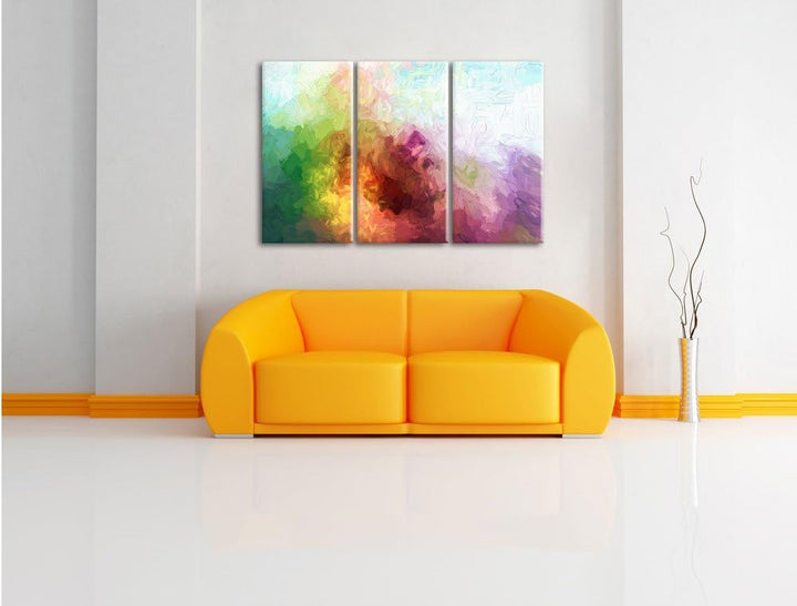 Pixxprint abstrakte Bunte Wasserfarben als Leinwandbild/Grösse: 3 Teilig (120x80) cm/Wandbild/Kunstd
