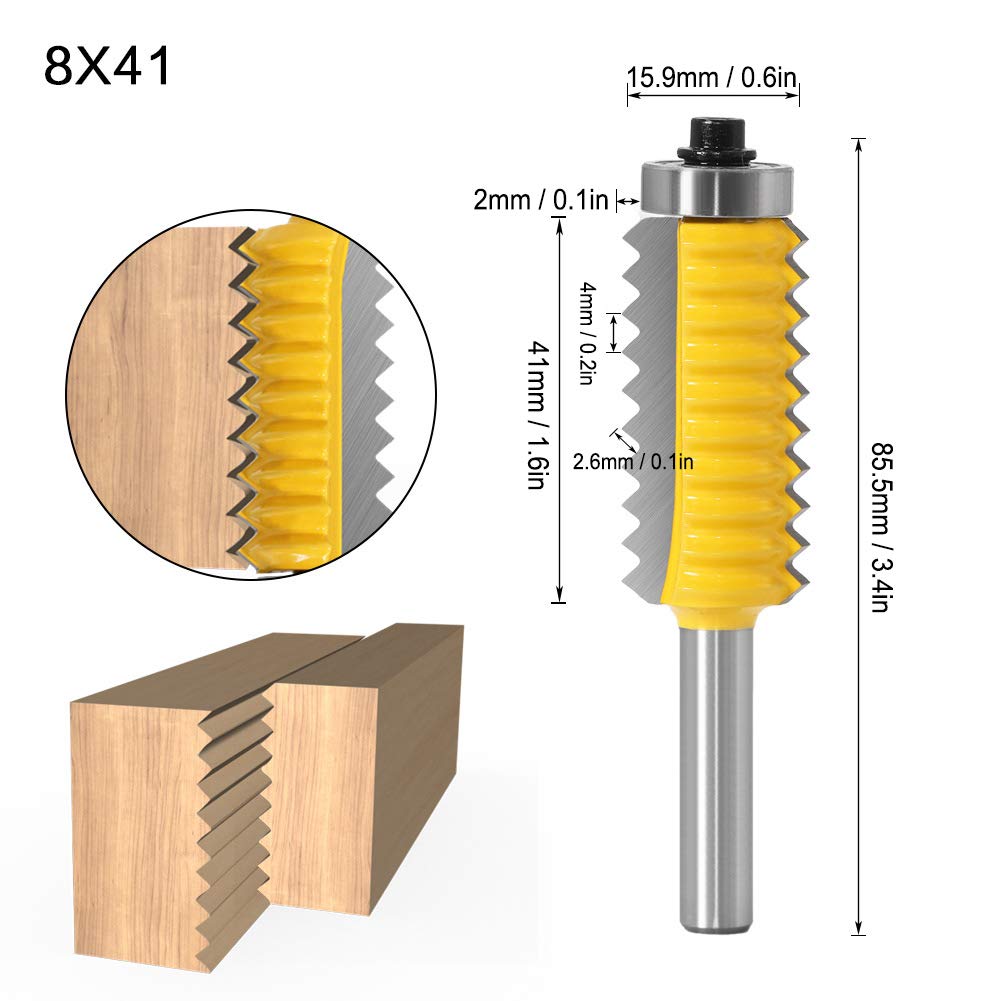 Holzfräser Set, 8 Schaft Schnurwellen Hartmetall Mehrzahn Fräser für Holzbearbeitung, Oberflächenmod