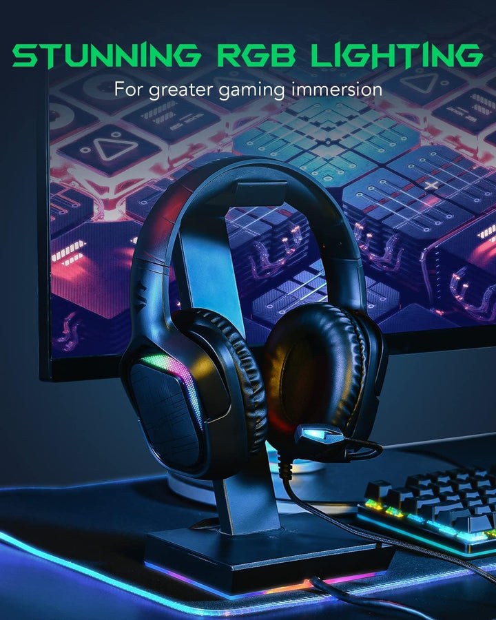 Gaming Headset with Microphone for PC PS4 PS5 Xbox Switch Computer, Wired Gamer Headphones with Nois