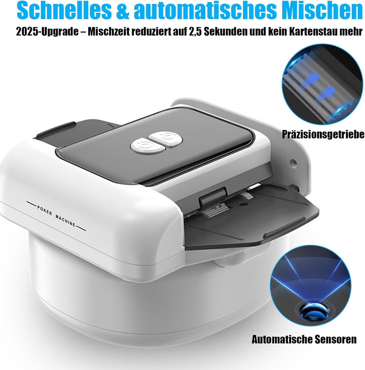 Flüsterleiser Automatischer Kartenmischmaschine, Kartenmischer, mit 2600mAh Akku & Dual-Mode-Mischsy