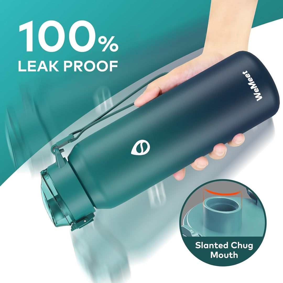 Thermosflasche mit Abnehmbarem Strohhalm 700ml, Auslaufsicher Doppelwandig Edelstahl Trinkflasche, W