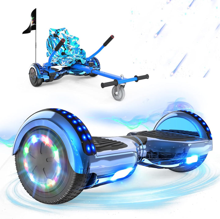 RCB Hoverboards mit Sitz Hoverkart komplett für Kinder, Skateboard mit Set, Hoverboards mit LED Lich