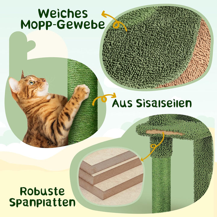 Yaheetech Kaktus Kratzbaum 135 cm hoch Stabiler Katzenbaum Katzenkratzbaum mit Aussichtsplattform Ka
