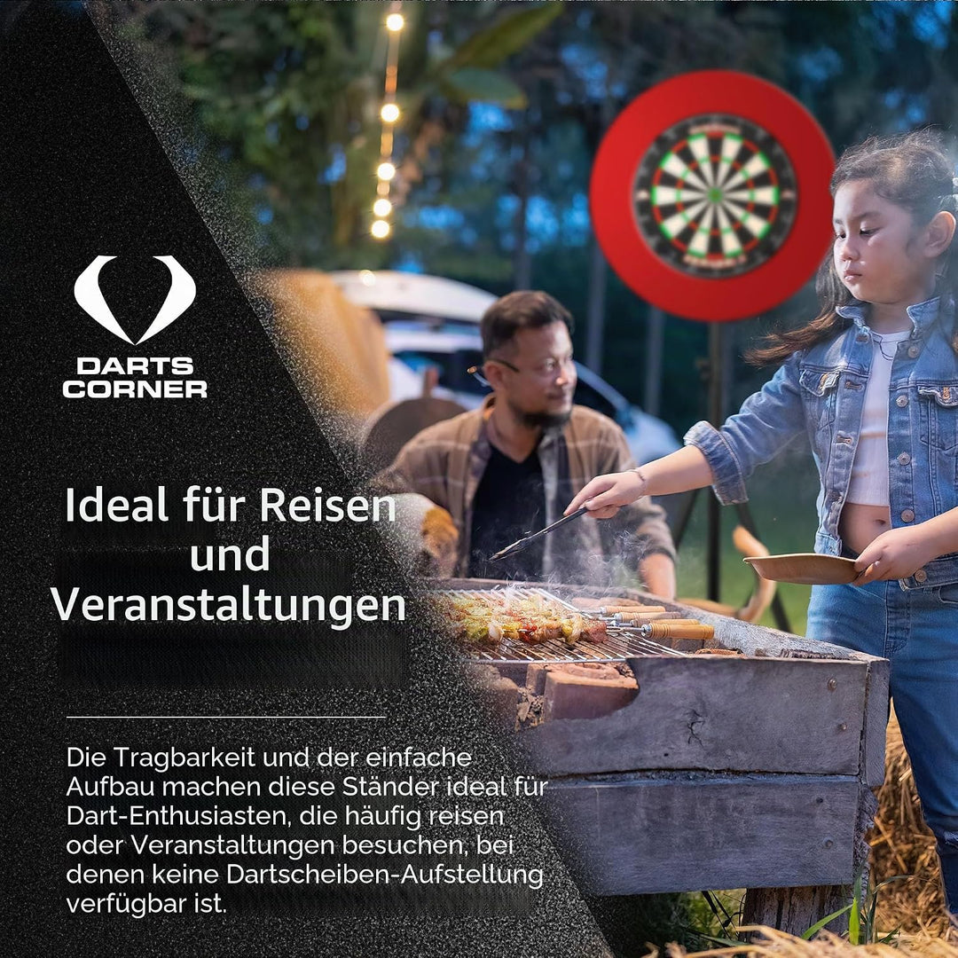 Darts Corner DM01 | Professionelles tragbares Dreibein-Stativ für Dartscheibe, Reiseständer für mobi