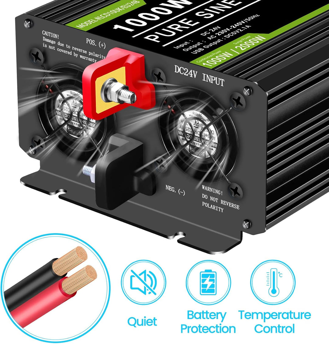 NOVOPAL 3000W Reiner Sinus Wechselrichter -Spannungswandler 24v auf 230v mit LCD Display Fehlercodes