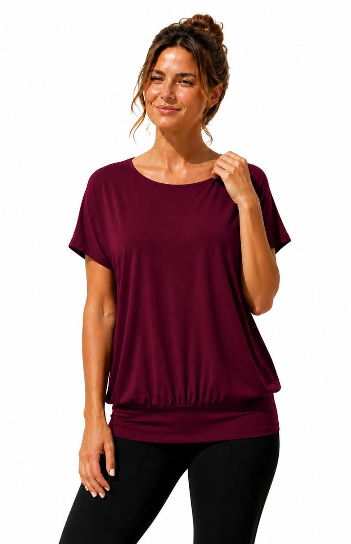 Van Der Rich ® - Tshirt Kurzam Rundhalsausschnitt Sommer- Damen XXL Bordeaux, XXL Bordeaux