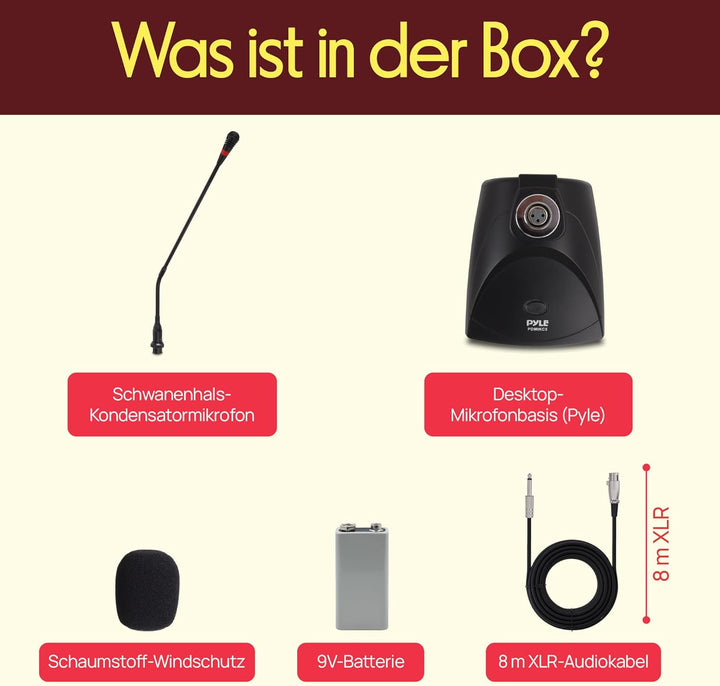 Pyle Tischmikrofon für PC, Podcast, Konferenzen oder für Karaoke & Studio-Audioaufnahmen, mit Kabel