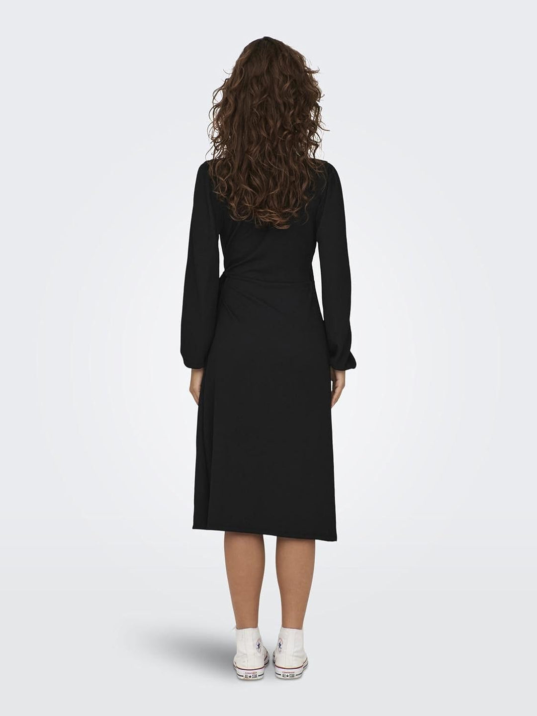 ONLY Damen Onlmerle L/S Wrap Midi Dress Jrs XXS Schwarz, XXS Schwarz