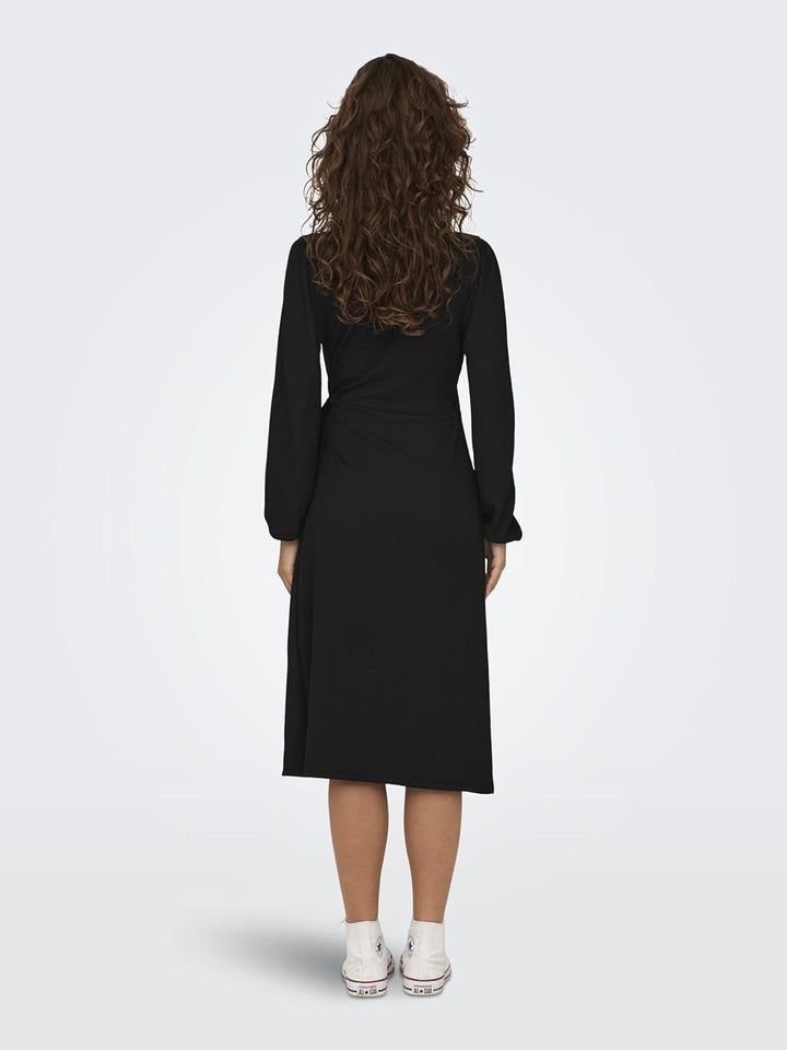ONLY Damen Onlmerle L/S Wrap Midi Dress Jrs XXS Schwarz, XXS Schwarz