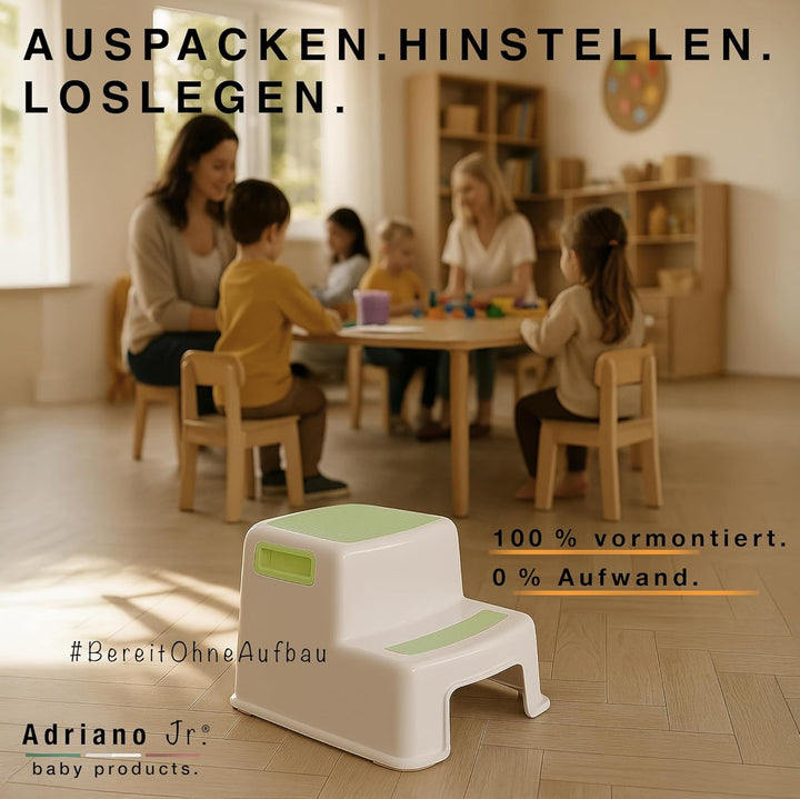 I Tritthocker Kinder I 2-Stufig Hocker I 26cm Hoch I Belastbarkeit 80kg I Gummierte Trittfläche I Ho