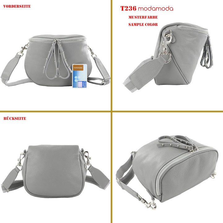 modamoda de - T236 - Umhängetasche Klein Small aus ital. Leder Dunkelblau, Dunkelblau