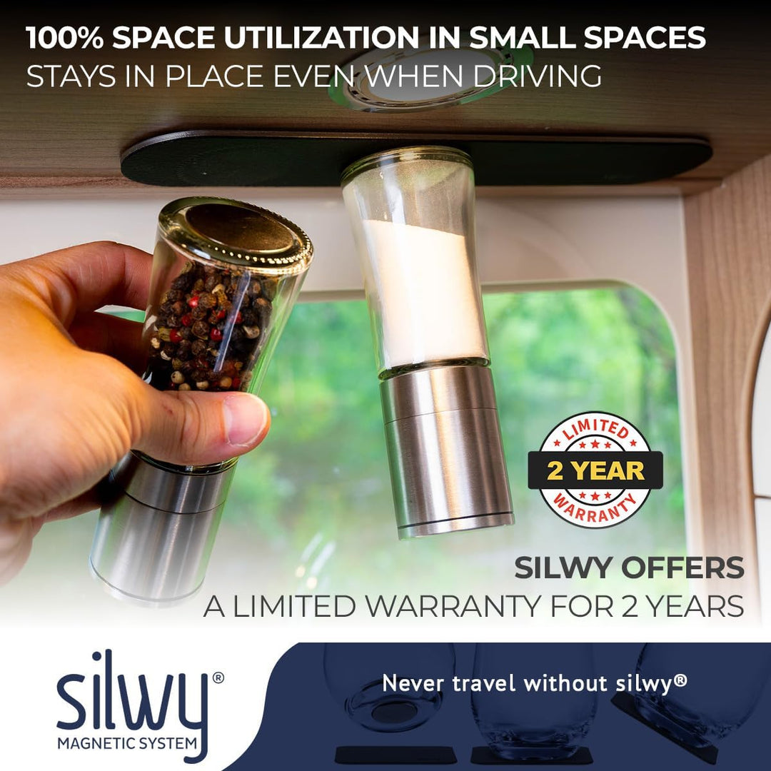 silwy® Metall-Leiste BLACK zum sicheren, platzsparenden Verstauen der Magnet-Gläser (25 cm // small)