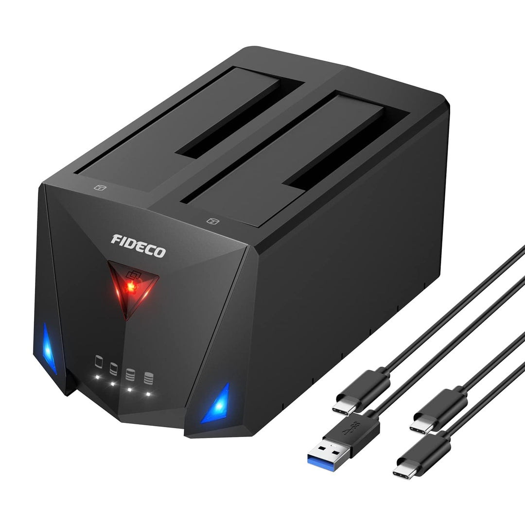FIDECO Festplatten Dockingstation, USB 3.2 Gen1 Festplatten Docking Station für 2,5 &amp; 3,5 Zoll SATA