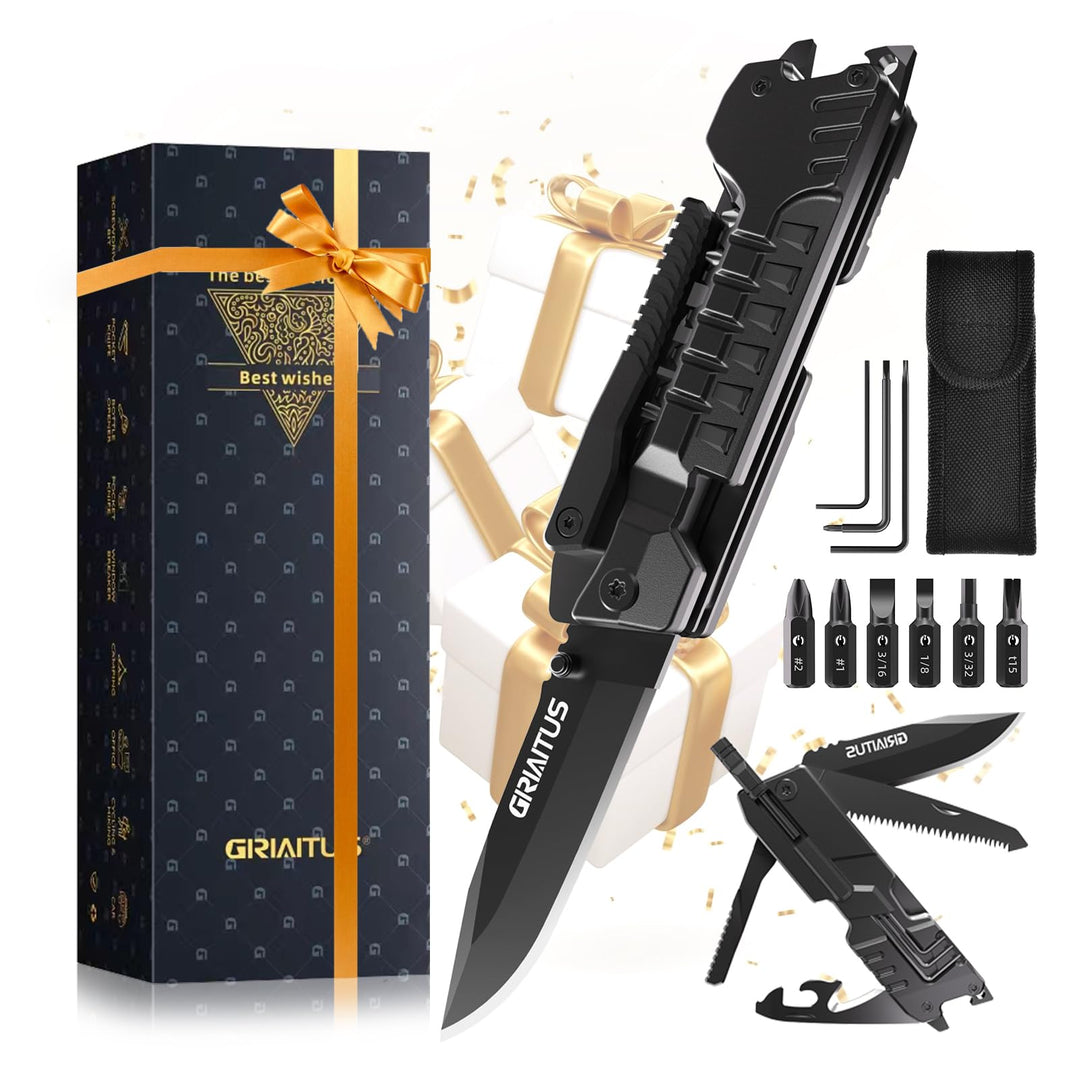 Geschenke für Männer 17 in1 Multitool Taschenmesser Camping Zubehör Outdoor Survival Gadgets Weihnac
