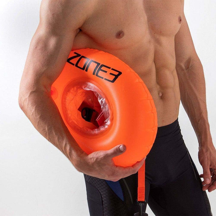 ZONE3 Recycled On The Go Swim Safety Buoy SA24OGSB113 - Hi-Vis Orange