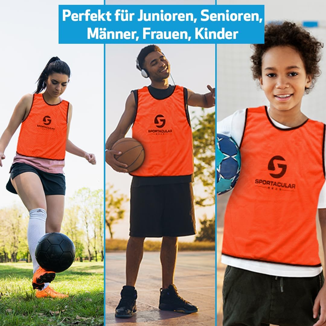 Sportacular Gear 10er Set Trainingsleibchen in versch. Farben und Grössen I Markierungshemden, Hemdc