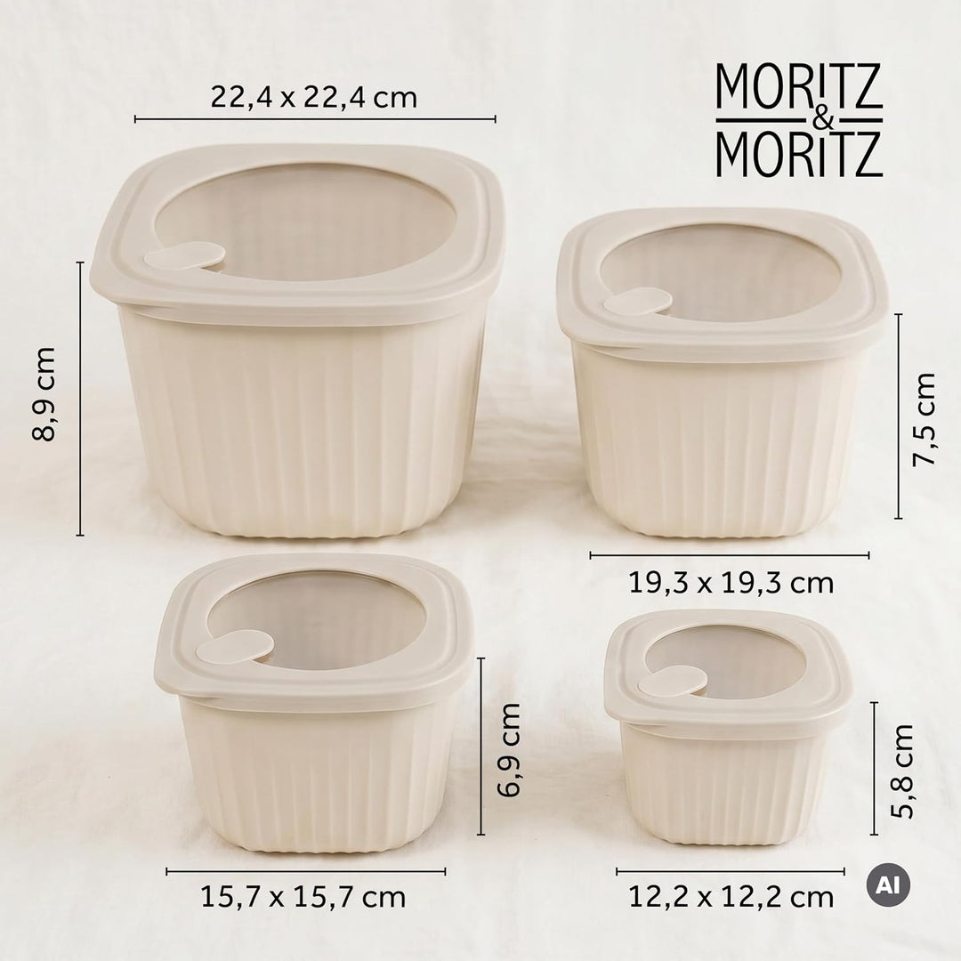 Moritz &amp; Moritz Vorratsdosen 4er Set luftdicht mit Deckel quadratisch creme