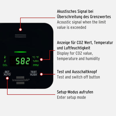 Brennenstuhl CO2 Messgerät C2M L 4050 zur Überwachung der Luftqualität (mit CO2-Ampelanzeige, Alarms