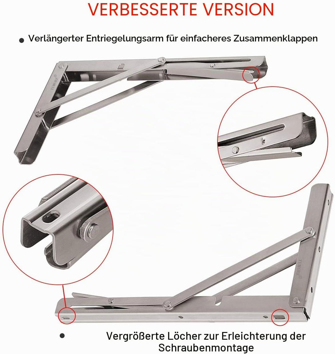 YUMORE Klappkonsole Schwerlast 300mm,YUMORE Regalträger Klappbar Edelstahl Klappregalhalterungen Wan