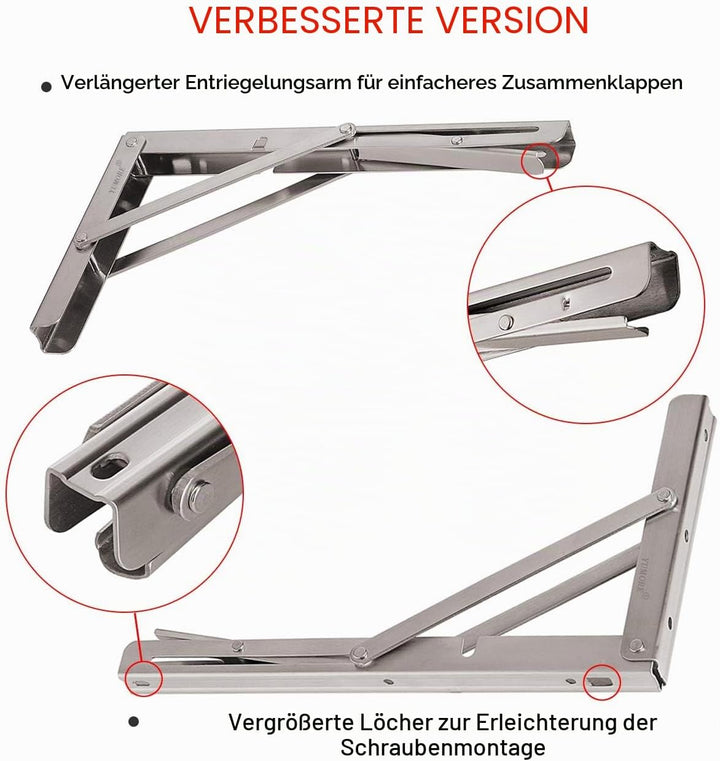 YUMORE Klappkonsole Schwerlast 300mm,YUMORE Regalträger Klappbar Edelstahl Klappregalhalterungen Wan