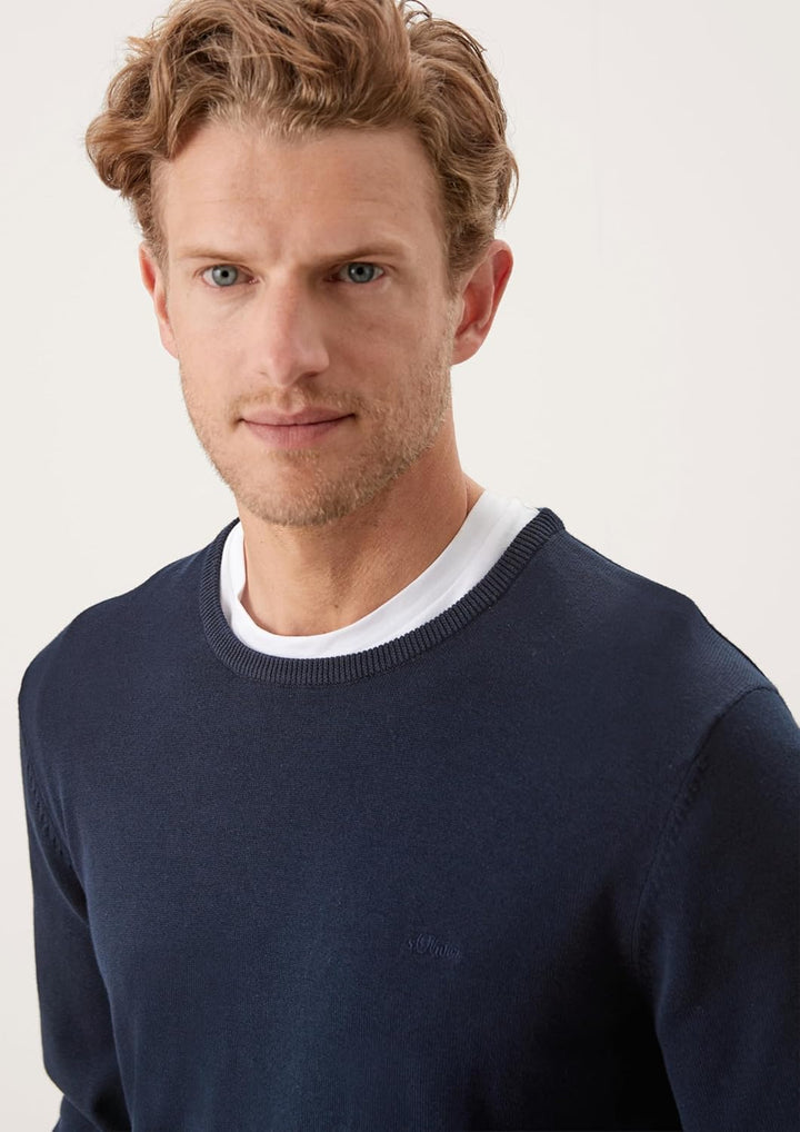 s.Oliver Herren 2152193 Pullover mit Logo-Stitching M Blau(5978), M Blau(5978)
