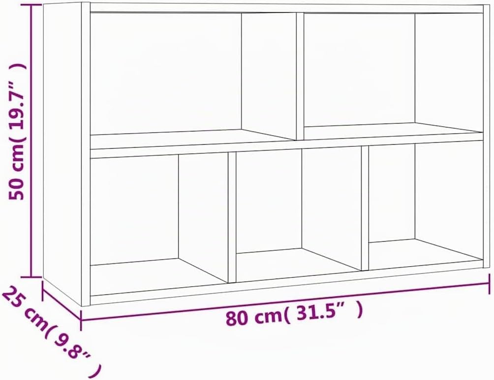 vidaXL Sideboard Bücherregal, Bücherschrank mit 5 Fächern, Wandregal Standregal für Wohnzimmer, Rega