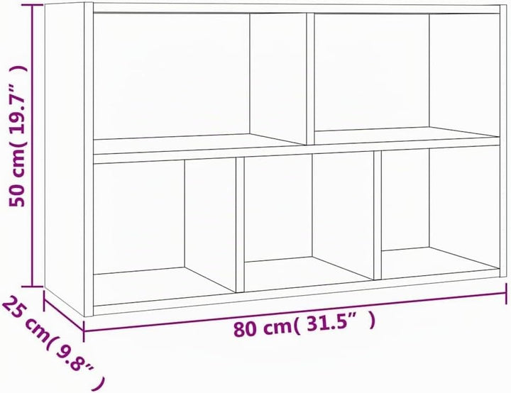 vidaXL Sideboard Bücherregal, Bücherschrank mit 5 Fächern, Wandregal Standregal für Wohnzimmer, Rega
