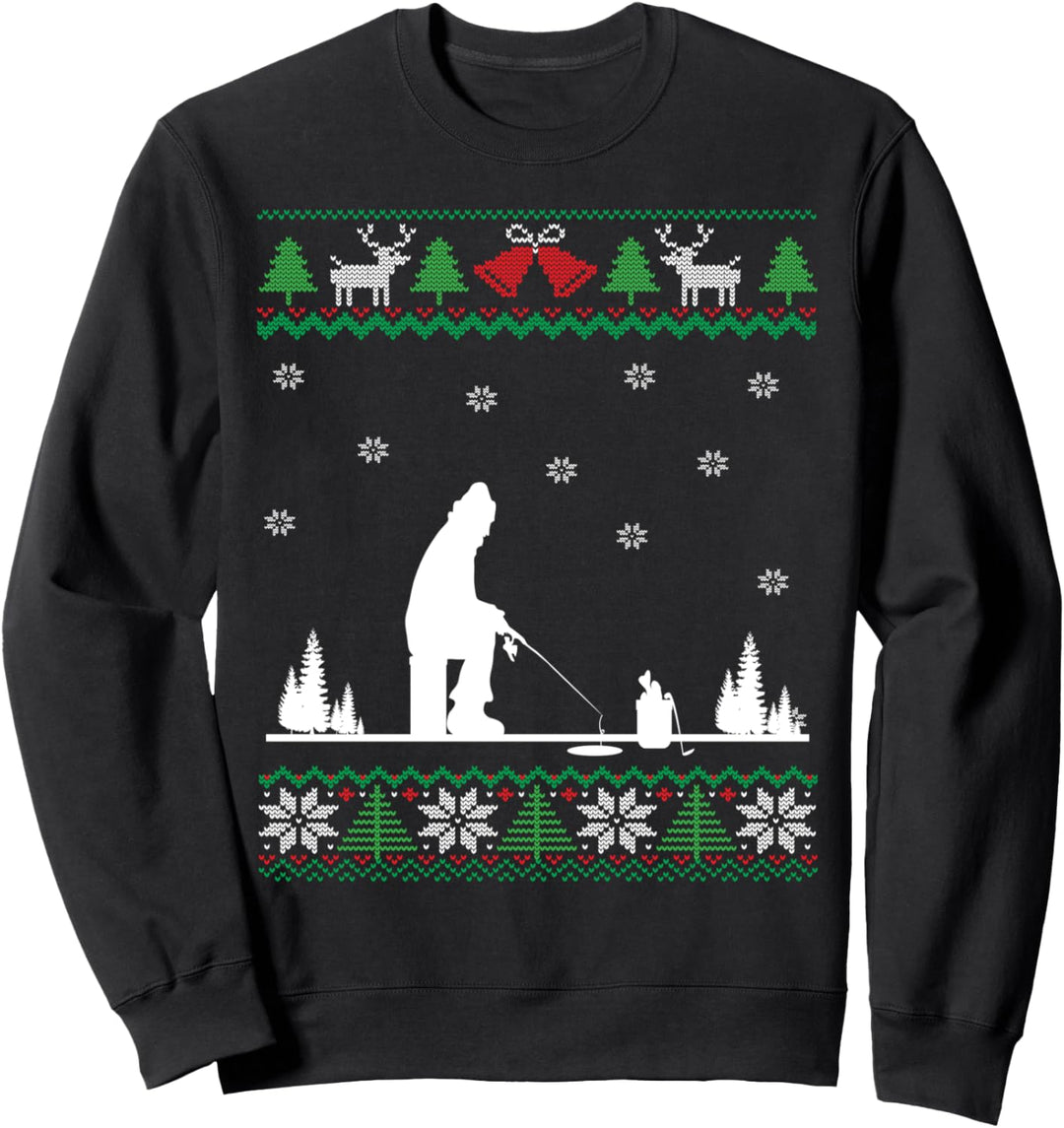 Lustiges Eisfischen Hässliche Weihnachten Sweatshirt