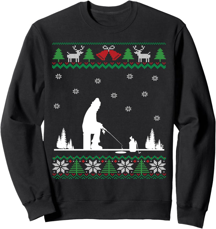 Lustiges Eisfischen Hässliche Weihnachten Sweatshirt