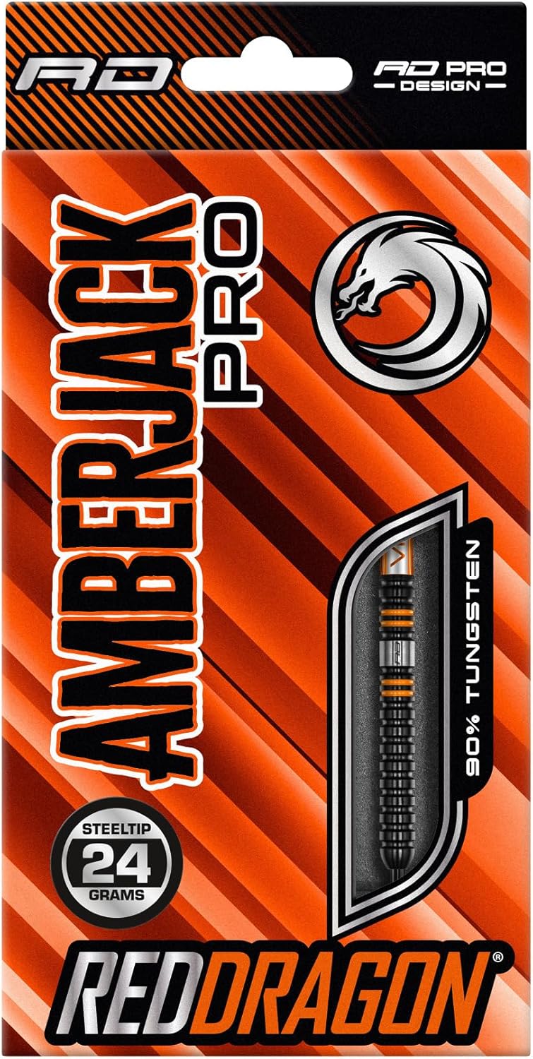 RED DRAGON Amberjack Pro Series Premium-Wolfram-Darts-Set mit Flights und Stielen 24 g 1 Stück, 24 g