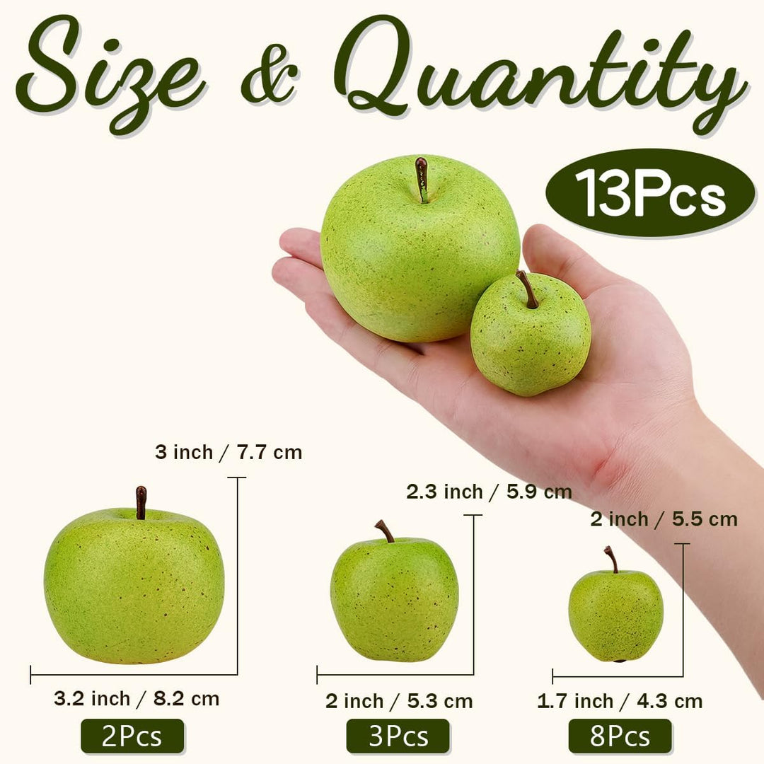 13 PCS Mini Grün Apfel Künstliche Realistisch Kunststoff Früchte Gefälscht Lebensecht Modell Requisi