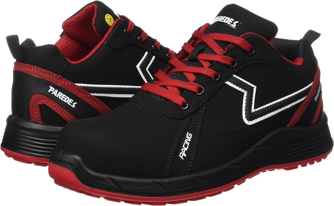 PAREDES Men's Alonso Industrial Shoe, Black and red, 6.5 UK
