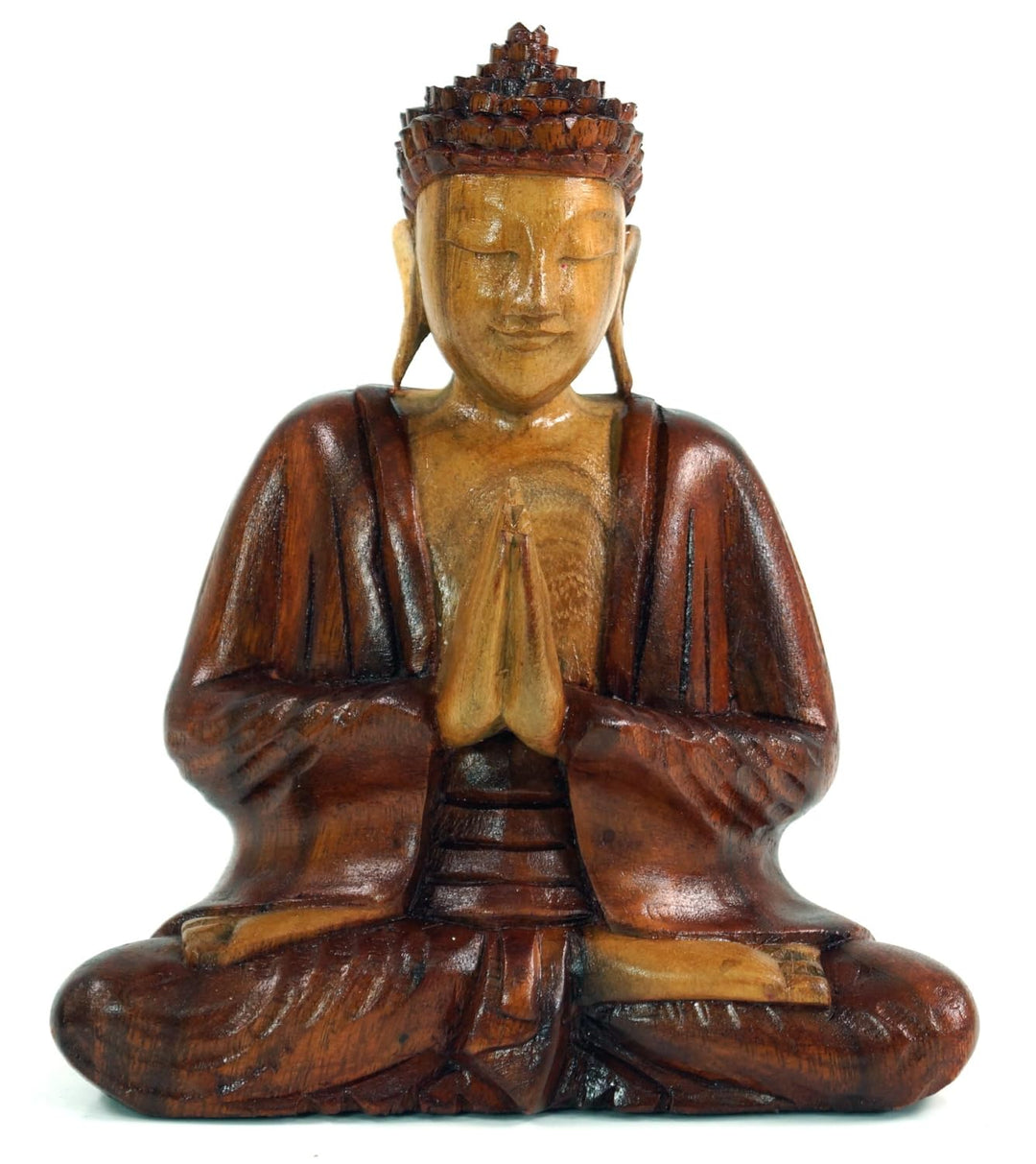 GURU SHOP Holzbuddha, Buddha Statue, Handarbeit 20 cm Anjali Mudra - Modell 6 20*16 cm Modell 6, 20*