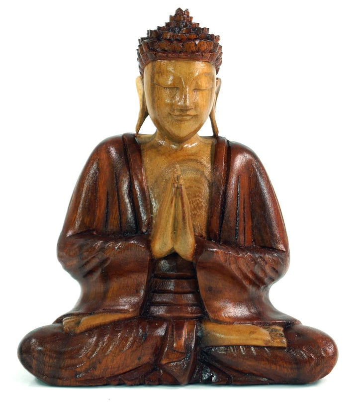 GURU SHOP Holzbuddha, Buddha Statue, Handarbeit 20 cm Anjali Mudra - Modell 6 20*16 cm Modell 6, 20*