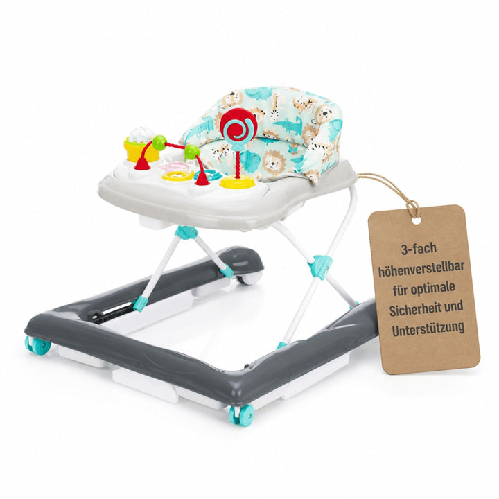 Fillikid Lauflerngerät höhenverstellbar 3-fach mit Sicherheitsstopper | 4 Rollen, ergonomischer Sitz