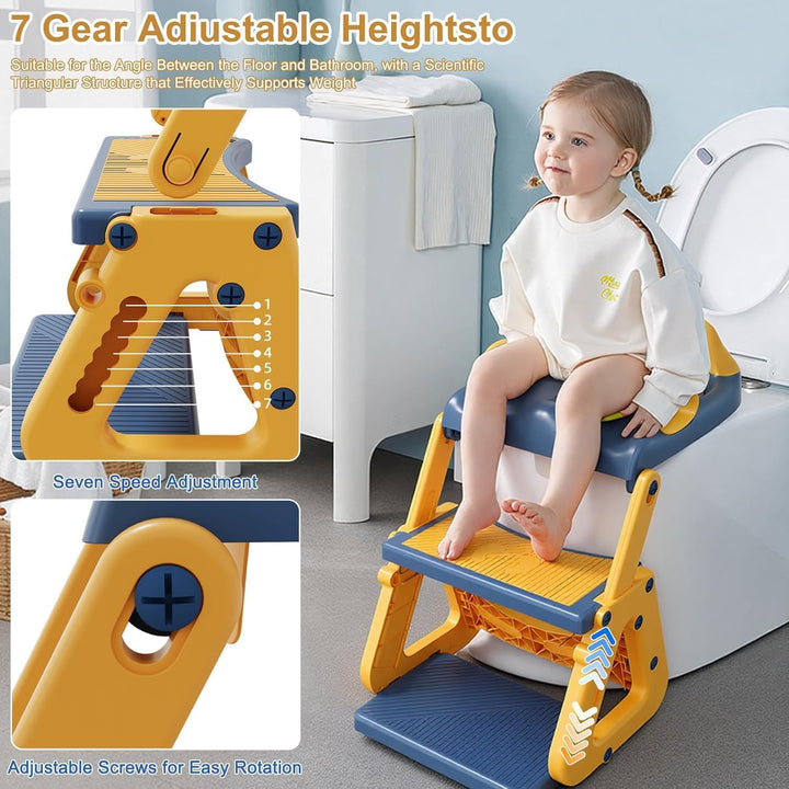 Toilettensitz Kinder mit Treppe,Stabil Kinder Toilettensitz mit Dreiecksstruktur,3 in 1 Toilettentra